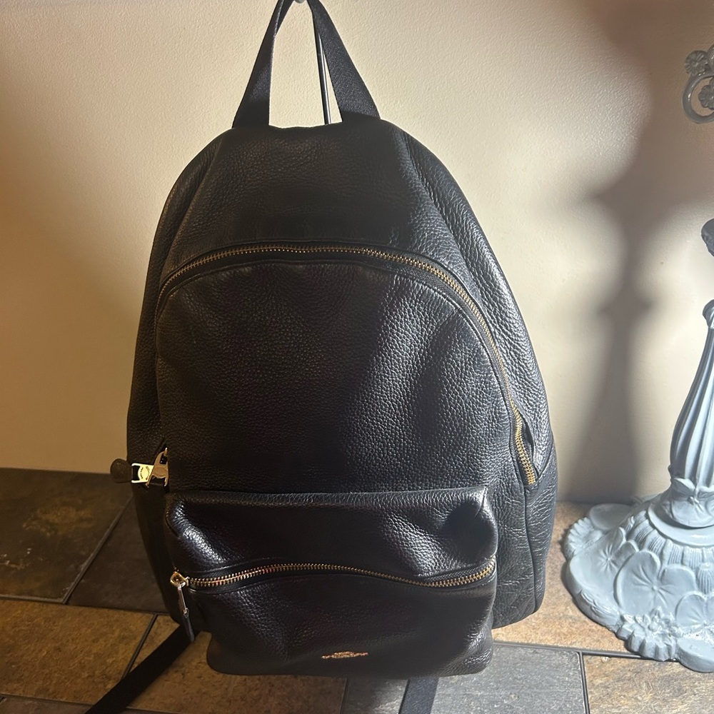 Coach Black Pebbled Leather Backpack. Please see pics - Picture 3 of 9